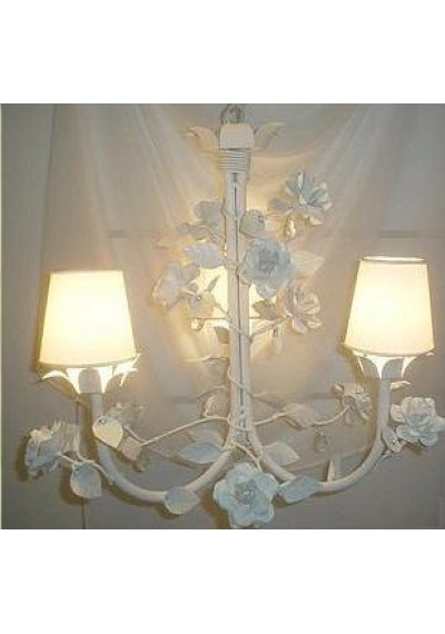 Lustre infantil Provence Rosas 3 lâmpadas